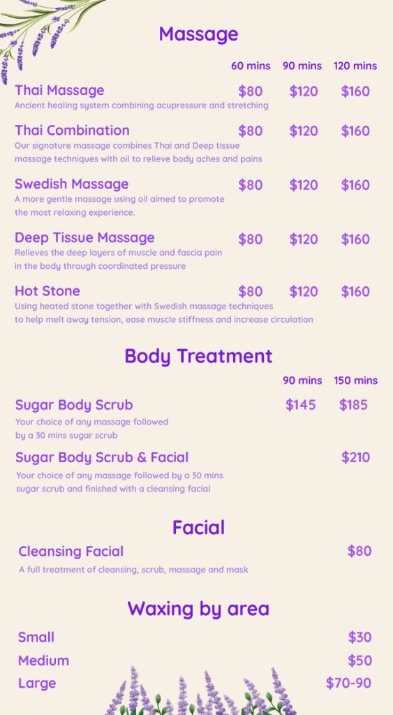 SERVICES – Lavish Thai Spa